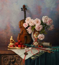 Naturaleza muerta romántica con violín