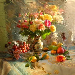 Cosecha de frutas y flores bañadas por el sol