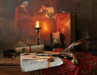 Estudio vintage a la luz de las velas