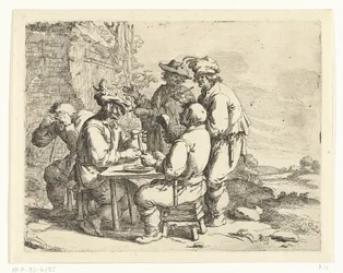 Granjeros borrachos en una mesa