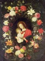 La Virgen y el Niño en una Guirnalda de Flores