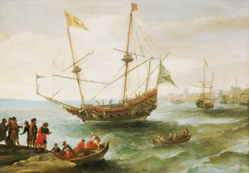 Un argelino anclado en un puerto de Berbería (nombre dado por los europeos a la costa del norte de África entre los siglos XVI y XIX). Óleo de Andries van Eertvelt (1590-1652).