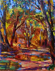 Paseo por el bosque en otoño