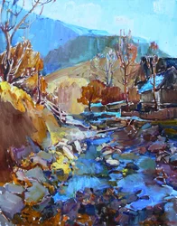 Arroyo de montaña en otoño