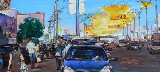 Una calle bulliciosa de la ciudad