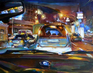 Tráfico nocturno en la ciudad