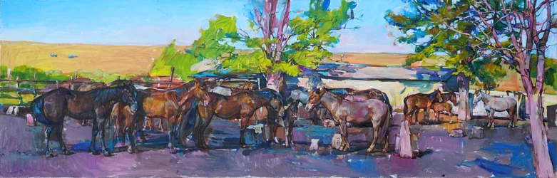 Caballos en el establo