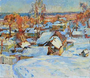 Pueblo soleado de invierno