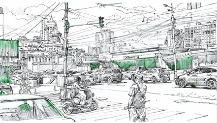 Dibujo del tráfico urbano