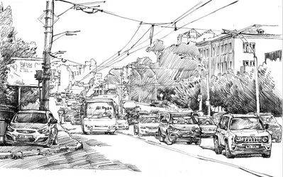 Boceto del tráfico urbano