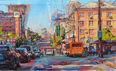 Una vista animada de las calles de la ciudad