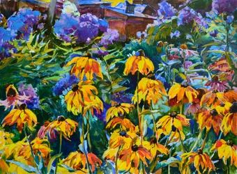 Flores de jardín de colores vivos