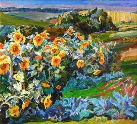 Un campo de girasoles lleno de color