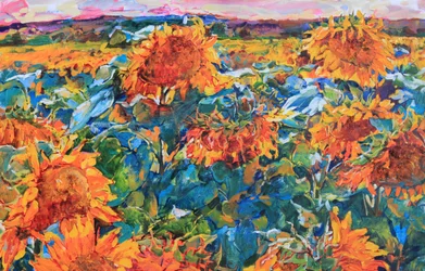 Un campo de girasoles lleno de colorido