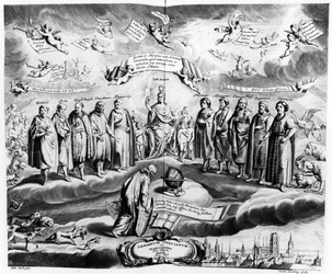 Firmamentum Sobiescianum o Uranographia, por Johannes Hevelius (1611-87), grabado por Carolus de la Haye, pub. en 1687