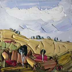 Paisaje rural en técnica de impasto