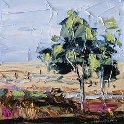 Árboles del campo en técnica de impasto