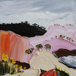Flores rosas en la ladera