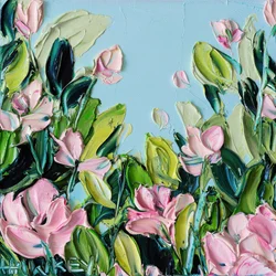 Pétalos rosas, cielo azul