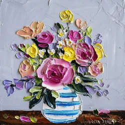 Flores vibrantes en impasto