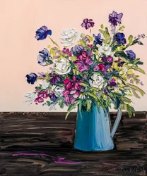 Flores vibrantes en impasto