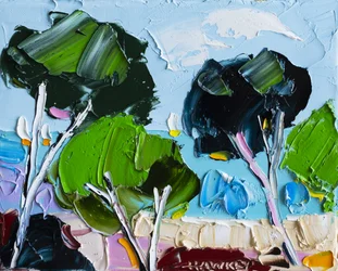 Paisaje vibrante en impasto