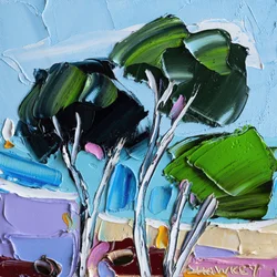 Árboles con impasto vibrante