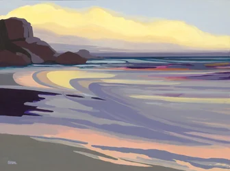El resplandor del atardecer en la costa