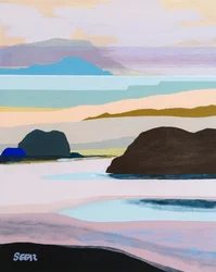 Rocas costeras en tonos pastel