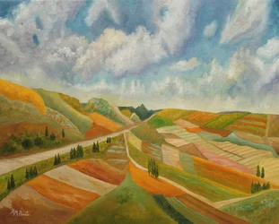 Campos otoñales, camino rural