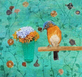El pájaro azul y las flores