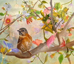 Un pájaro encantador en flor