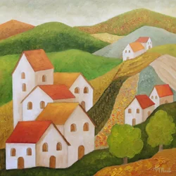 Encantador pueblo en la ladera
