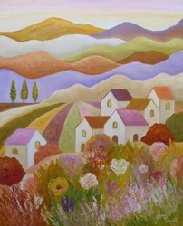 Pueblo rural lleno de colorido