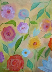 Flores pintadas de colores vivos