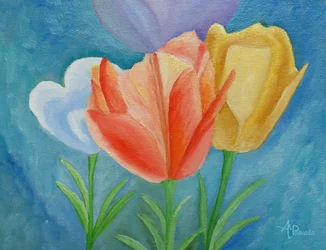 Tulipanes primaverales de colores vivos