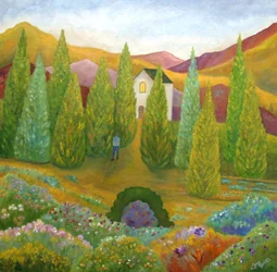 El camino del jardín hasta casa