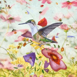 Colibrí entre las flores