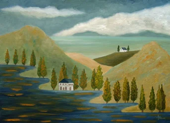 Paisaje lacustre tranquilo