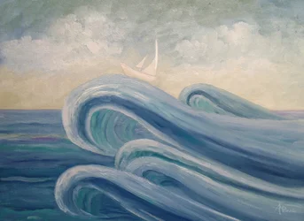 Navegando por las olas azules