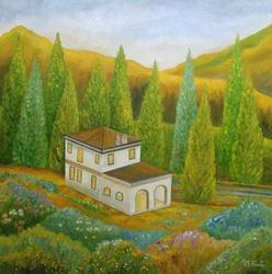 Casa en la ladera de la Toscana