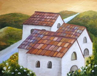 Pueblo en las laderas de la Toscana
