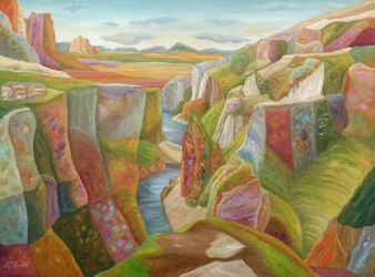 Cañón de capas de colores vivos