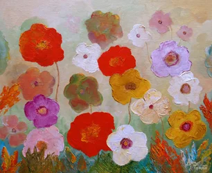 Flores pintadas con colores vivos