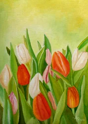 Tulipanes primaverales de colores vivos