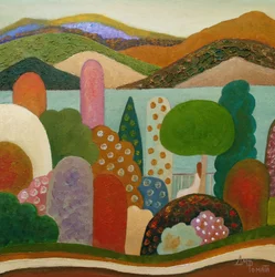 Paisaje vibrante y caprichoso