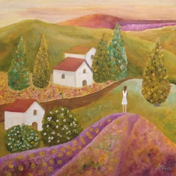 Mujer en los campos de lavanda
