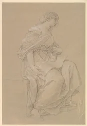 Estudio de una mujer sentada