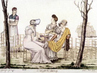 Los aburridos de Lonchamp, marzo de 1806. Dibujo de Garbizza.