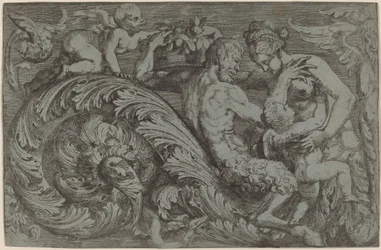Panel decorativo con figuras mitológicas